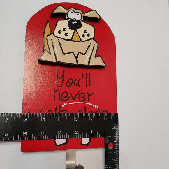Dog Leash Hook Holder Hanger, You'll Never Walk Alone, Hand Painted Signed Smith - Picture 6 of 6